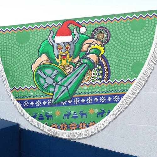 Canberra Raiders Beach Blanket - Australia Ugly Xmas With Aboriginal Patterns For Die Hard Fans Canberra Raiders Beach Blanket - Australia Ugly Xmas With Aboriginal Patterns For Die Hard Fans