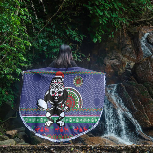 New Zealand Warriors Beach Blanket - Australia Ugly Xmas With Aboriginal Patterns For Die Hard Fans New Zealand Warriors Beach Blanket - Australia Ugly Xmas With Aboriginal Patterns For Die Hard Fans