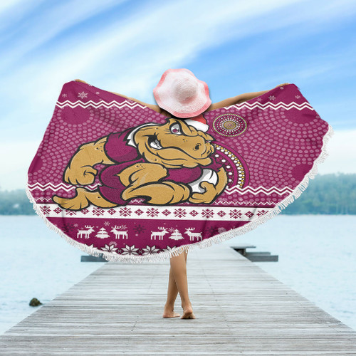 Queensland Beach Blanket - Australia Ugly Xmas With Aboriginal Patterns For Die Hard Fans Queensland Beach Blanket - Australia Ugly Xmas With Aboriginal Patterns For Die Hard Fans