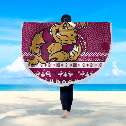 Queensland Beach Blanket - Australia Ugly Xmas With Aboriginal Patterns For Die Hard Fans Queensland Beach Blanket - Australia Ugly Xmas With Aboriginal Patterns For Die Hard Fans