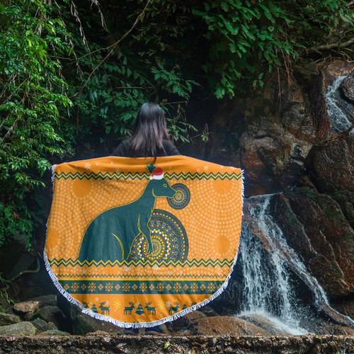 Wallabies Beach Blanket - Australia Ugly Xmas With Aboriginal Patterns For Die Hard Fans Wallabies Beach Blanket - Australia Ugly Xmas With Aboriginal Patterns For Die Hard Fans
