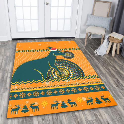 Wallabies Area Rug - Australia Ugly Xmas With Aboriginal Patterns For Die Hard Fans Wallabies Area Rug - Australia Ugly Xmas With Aboriginal Patterns For Die Hard Fans