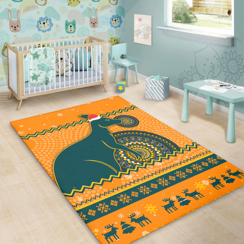 Wallabies Area Rug - Australia Ugly Xmas With Aboriginal Patterns For Die Hard Fans Wallabies Area Rug - Australia Ugly Xmas With Aboriginal Patterns For Die Hard Fans
