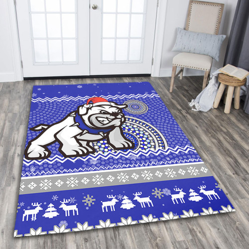 Canterbury-Bankstown Bulldogs Area Rug - Australia Ugly Xmas With Aboriginal Patterns For Die Hard Fans Canterbury-Bankstown Bulldogs Area Rug - Australia Ugly Xmas With Aboriginal Patterns For Die Hard Fans