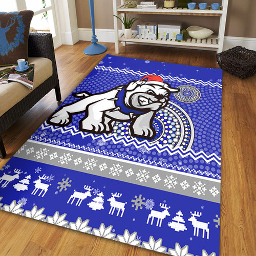 Canterbury-Bankstown Bulldogs Area Rug - Australia Ugly Xmas With Aboriginal Patterns For Die Hard Fans Canterbury-Bankstown Bulldogs Area Rug - Australia Ugly Xmas With Aboriginal Patterns For Die Hard Fans