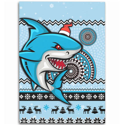 Cronulla-Sutherland Sharks Area Rug - Australia Ugly Xmas With Aboriginal Patterns For Die Hard Fans Cronulla-Sutherland Sharks Area Rug - Australia Ugly Xmas With Aboriginal Patterns For Die Hard Fans