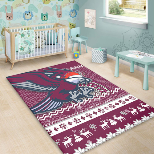 Manly Warringah Sea Eagles Area Rug - Australia Ugly Xmas With Aboriginal Patterns For Die Hard Fans Manly Warringah Sea Eagles Area Rug - Australia Ugly Xmas With Aboriginal Patterns For Die Hard Fans
