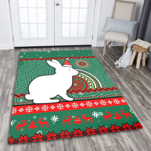 South Sydney Rabbitohs Area Rug - Australia Ugly Xmas With Aboriginal Patterns For Die Hard Fans South Sydney Rabbitohs Area Rug - Australia Ugly Xmas With Aboriginal Patterns For Die Hard Fans