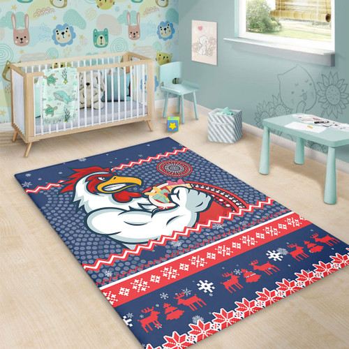 Sydney Roosters Area Rug - Australia Ugly Xmas With Aboriginal Patterns For Die Hard Fans Sydney Roosters Area Rug - Australia Ugly Xmas With Aboriginal Patterns For Die Hard Fans