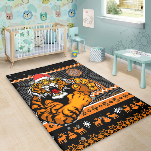 Wests Tigers Area Rug - Australia Ugly Xmas With Aboriginal Patterns For Die Hard Fans Wests Tigers Area Rug - Australia Ugly Xmas With Aboriginal Patterns For Die Hard Fans
