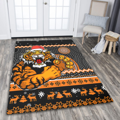 Wests Tigers Area Rug - Australia Ugly Xmas With Aboriginal Patterns For Die Hard Fans Wests Tigers Area Rug - Australia Ugly Xmas With Aboriginal Patterns For Die Hard Fans