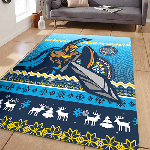 Gold Coast Titans Area Rug - Australia Ugly Xmas With Aboriginal Patterns For Die Hard Fans