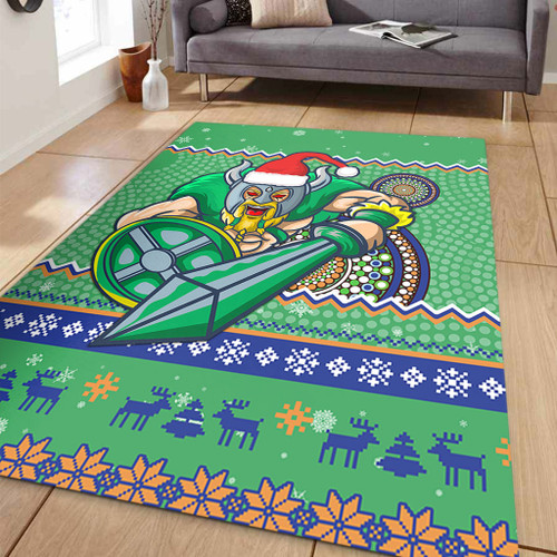 Canberra Raiders Area Rug - Australia Ugly Xmas With Aboriginal Patterns For Die Hard Fans