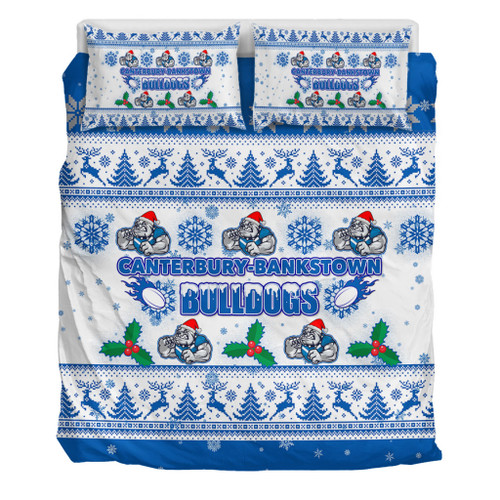 Canterbury-Bankstown Bulldogs Christmas Bedding Set - Canterbury-Bankstown Bulldogs Special Ugly Christmas Bedding Set Canterbury-Bankstown Bulldogs Christmas Bedding Set - Canterbury-Bankstown Bulldogs Special Ugly Christmas Bedding Set