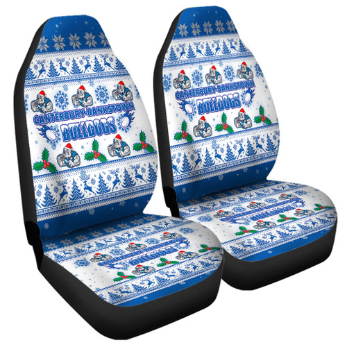 Canterbury-Bankstown Bulldogs Christmas Car Seat Covers - Canterbury-Bankstown Bulldogs Special Ugly Christmas Car Seat Covers