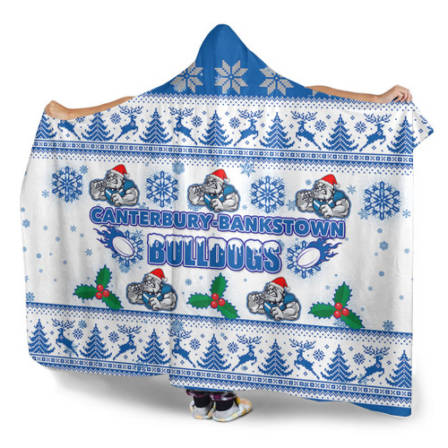 Canterbury-Bankstown Bulldogs Christmas Hooded Blanket - Canterbury-Bankstown Bulldogs Special Ugly Christmas Hooded Blanket