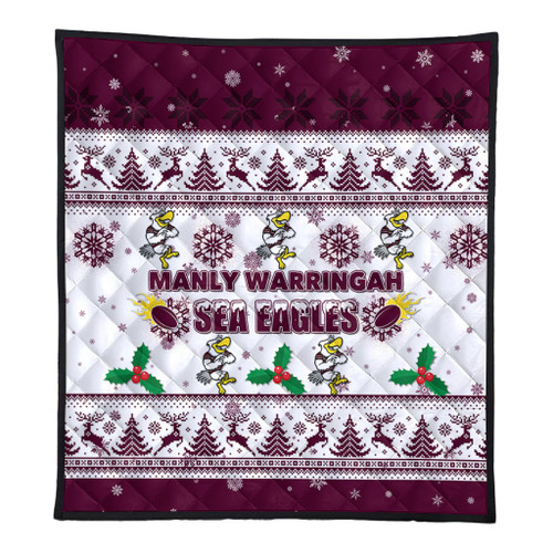 Manly Warringah Sea Eagles Christmas Quilt - Manly Warringah Sea Eagles Special Ugly Christmas Quilt