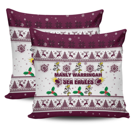 Manly Warringah Sea Eagles Christmas Pillow Covers - Manly Warringah Sea Eagles Special Ugly Christmas Pillow Covers