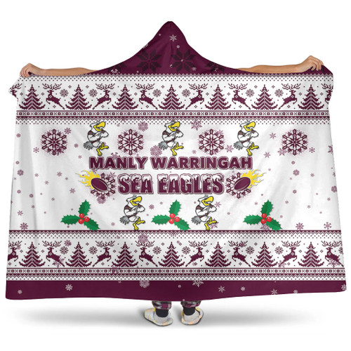 Manly Warringah Sea Eagles Christmas Hooded Blanket - Manly Warringah Sea Eagles Special Ugly Christmas Hooded Blanket Manly Warringah Sea Eagles Christmas Hooded Blanket - Manly Warringah Sea Eagles Special Ugly Christmas Hooded Blanket