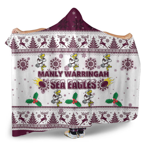 Manly Warringah Sea Eagles Christmas Hooded Blanket - Manly Warringah Sea Eagles Special Ugly Christmas Hooded Blanket Manly Warringah Sea Eagles Christmas Hooded Blanket - Manly Warringah Sea Eagles Special Ugly Christmas Hooded Blanket