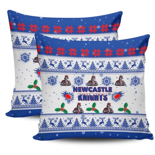 Newcastle Knights Christmas Pillow Covers - Newcastle Knights Special Ugly Christmas Pillow Covers