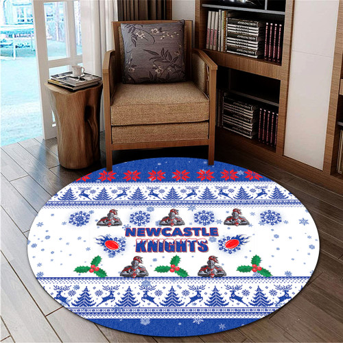 Newcastle Knights Christmas Round Rug - Newcastle Knights Special Ugly Christmas Round Rug Newcastle Knights Christmas Round Rug - Newcastle Knights Special Ugly Christmas Round Rug