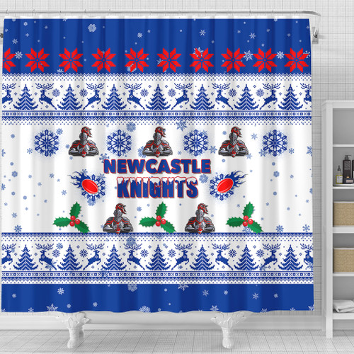 Newcastle Knights Christmas Shower Curtain - Newcastle Knights Special Ugly Christmas Shower Curtain Newcastle Knights Christmas Shower Curtain - Newcastle Knights Special Ugly Christmas Shower Curtain