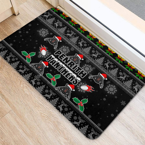 Penrith Panthers Christmas Door Mat - Penrith Panthers Special Ugly Christmas Door Mat