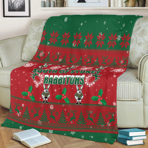 South Sydney Rabbitohs Blanket - South Sydney Rabbitohs Special Ugly Christmas Blanket South Sydney Rabbitohs Blanket - South Sydney Rabbitohs Special Ugly Christmas Blanket