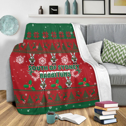 South Sydney Rabbitohs Blanket - South Sydney Rabbitohs Special Ugly Christmas Blanket South Sydney Rabbitohs Blanket - South Sydney Rabbitohs Special Ugly Christmas Blanket