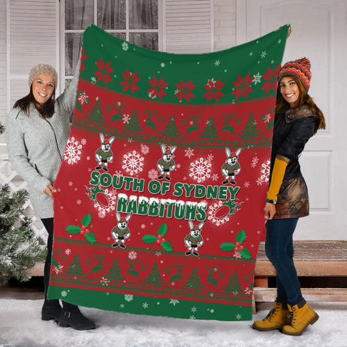South Sydney Rabbitohs Blanket - South Sydney Rabbitohs Special Ugly Christmas Blanket South Sydney Rabbitohs Blanket - South Sydney Rabbitohs Special Ugly Christmas Blanket