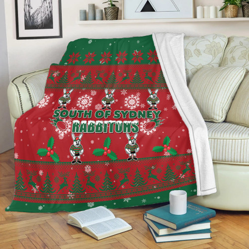 South Sydney Rabbitohs Blanket - South Sydney Rabbitohs Special Ugly Christmas Blanket South Sydney Rabbitohs Blanket - South Sydney Rabbitohs Special Ugly Christmas Blanket