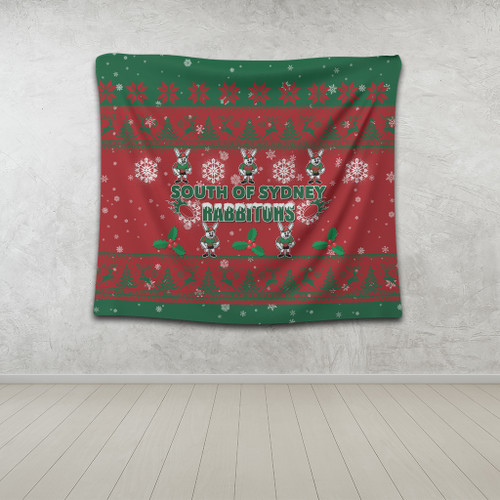 South Sydney Rabbitohs Tapestry - South Sydney Rabbitohs Special Ugly Christmas Tapestry South Sydney Rabbitohs Tapestry - South Sydney Rabbitohs Special Ugly Christmas Tapestry