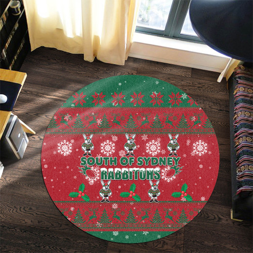 South Sydney Rabbitohs Round Rug - South Sydney Rabbitohs Special Ugly Christmas Round Rug South Sydney Rabbitohs Round Rug - South Sydney Rabbitohs Special Ugly Christmas Round Rug