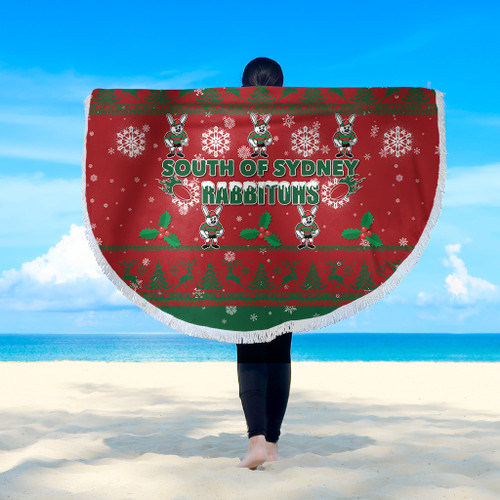 South Sydney Rabbitohs Beach Blanket - South Sydney Rabbitohs Special Ugly Christmas Beach Blanket South Sydney Rabbitohs Beach Blanket - South Sydney Rabbitohs Special Ugly Christmas Beach Blanket