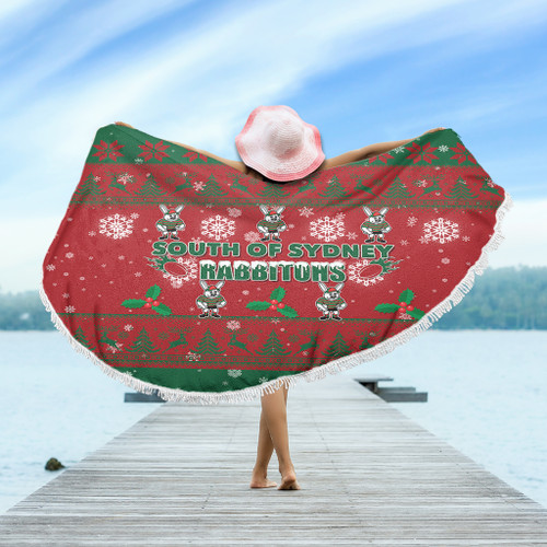South Sydney Rabbitohs Beach Blanket - South Sydney Rabbitohs Special Ugly Christmas Beach Blanket South Sydney Rabbitohs Beach Blanket - South Sydney Rabbitohs Special Ugly Christmas Beach Blanket
