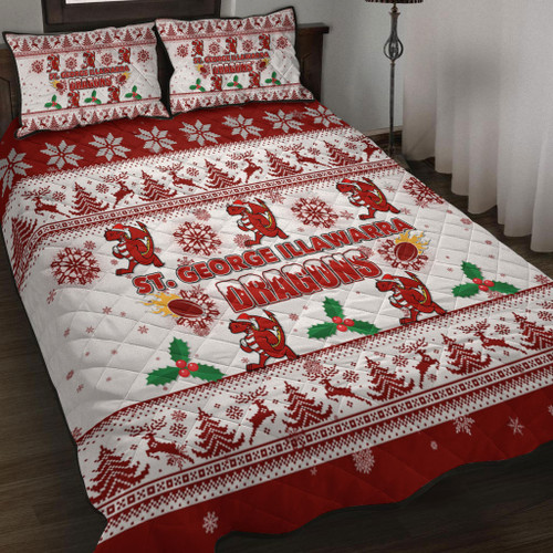 St. George Illawarra Dragons Christmas Quilt Bed Set - St. George Illawarra Dragons Special Ugly Christmas Quilt Bed Set St. George Illawarra Dragons Christmas Quilt Bed Set - St. George Illawarra Dragons Special Ugly Christmas Quilt Bed Set