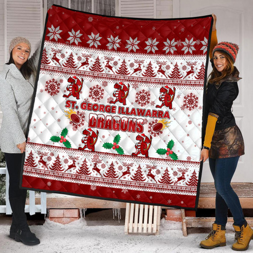 St. George Illawarra Dragons Christmas Quilt - St. George Illawarra Dragons Special Ugly Christmas Quilt St. George Illawarra Dragons Christmas Quilt - St. George Illawarra Dragons Special Ugly Christmas Quilt