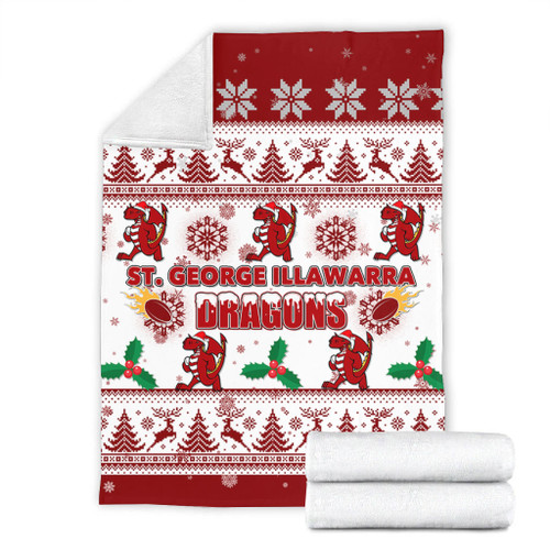 St. George Illawarra Dragons Christmas Blanket - St. George Illawarra Dragons Special Ugly Christmas Blanket