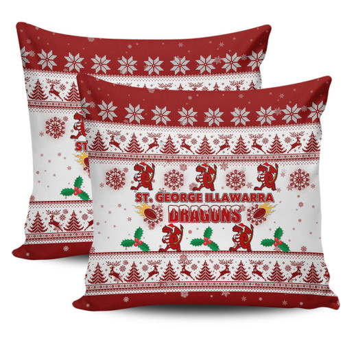 St. George Illawarra Dragons Christmas Pillow Covers - St. George Illawarra Dragons Special Ugly Christmas Pillow Covers