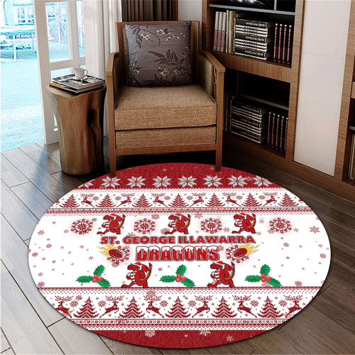St. George Illawarra Dragons Christmas Round Rug - St. George Illawarra Dragons Special Ugly Christmas Round Rug St. George Illawarra Dragons Christmas Round Rug - St. George Illawarra Dragons Special Ugly Christmas Round Rug