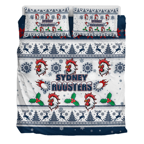 Sydney Roosters Christmas Bedding Set - Sydney Roosters Special Ugly Christmas Bedding Set Sydney Roosters Christmas Bedding Set - Sydney Roosters Special Ugly Christmas Bedding Set