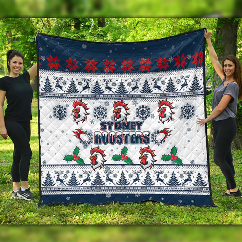 Sydney Roosters Christmas Quilt - Sydney Roosters Special Ugly Christmas Quilt Sydney Roosters Christmas Quilt - Sydney Roosters Special Ugly Christmas Quilt