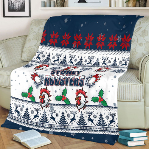 Sydney Roosters Christmas Blanket - Sydney Roosters Special Ugly Christmas Blanket Sydney Roosters Christmas Blanket - Sydney Roosters Special Ugly Christmas Blanket