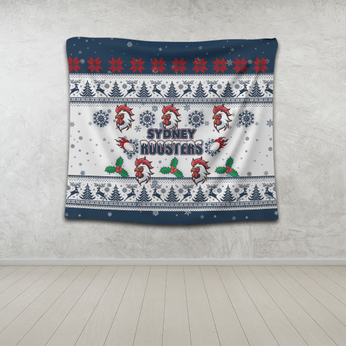 Sydney Roosters Christmas Tapestry - Sydney Roosters Special Ugly Christmas Tapestry Sydney Roosters Christmas Tapestry - Sydney Roosters Special Ugly Christmas Tapestry
