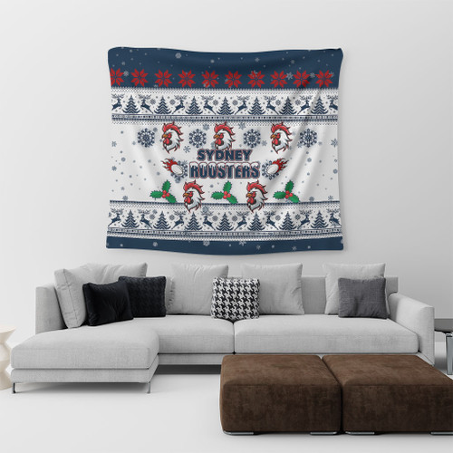 Sydney Roosters Christmas Tapestry - Sydney Roosters Special Ugly Christmas Tapestry Sydney Roosters Christmas Tapestry - Sydney Roosters Special Ugly Christmas Tapestry