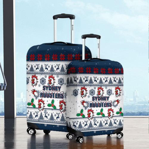 Sydney Roosters Christmas Luggage Cover - Sydney Roosters Special Ugly Christmas Luggage Cover