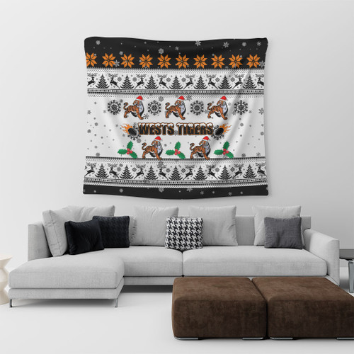 Wests Tigers Christmas Tapestry - Wests Tigers Special Ugly Christmas Tapestry Wests Tigers Christmas Tapestry - Wests Tigers Special Ugly Christmas Tapestry