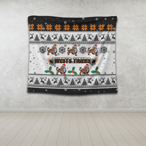 Wests Tigers Christmas Tapestry - Wests Tigers Special Ugly Christmas Tapestry Wests Tigers Christmas Tapestry - Wests Tigers Special Ugly Christmas Tapestry