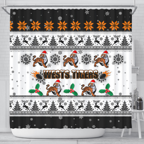 Wests Tigers Christmas Shower Curtain - Wests Tigers Special Ugly Christmas Shower Curtain Wests Tigers Christmas Shower Curtain - Wests Tigers Special Ugly Christmas Shower Curtain